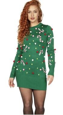 Tipsy Elves WOMEN'S POP OF PEPPERMINT SWEATER DRESS - 3XL